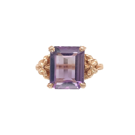 14K Rose Gold Ring with Amethyst and flowers size 5   j6904